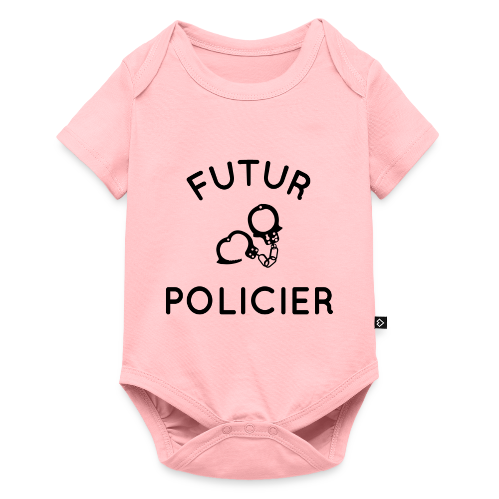 Body Bébé bio manches courtes - Futur policier - rose