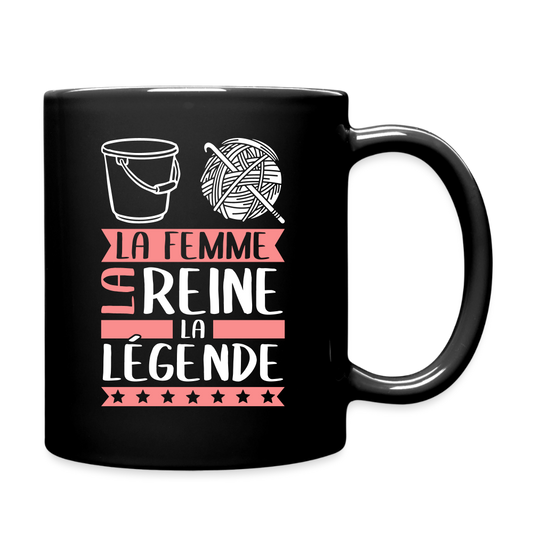 Mug uni Solène rébus – La femme, la reine, la légende - noir