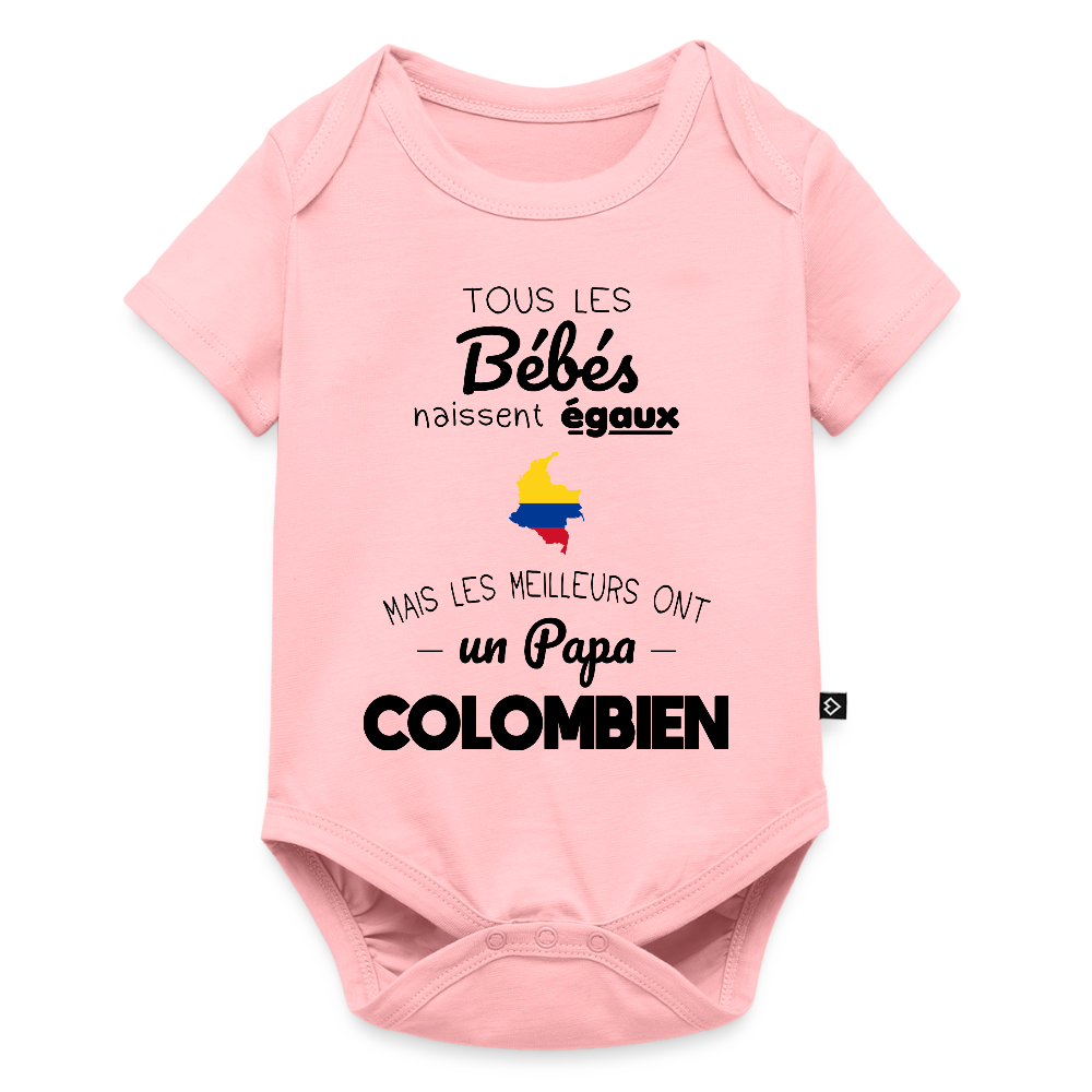 Body Bébé bio manches courtes - Les Meilleurs Ont Un Papa Colombien - rose