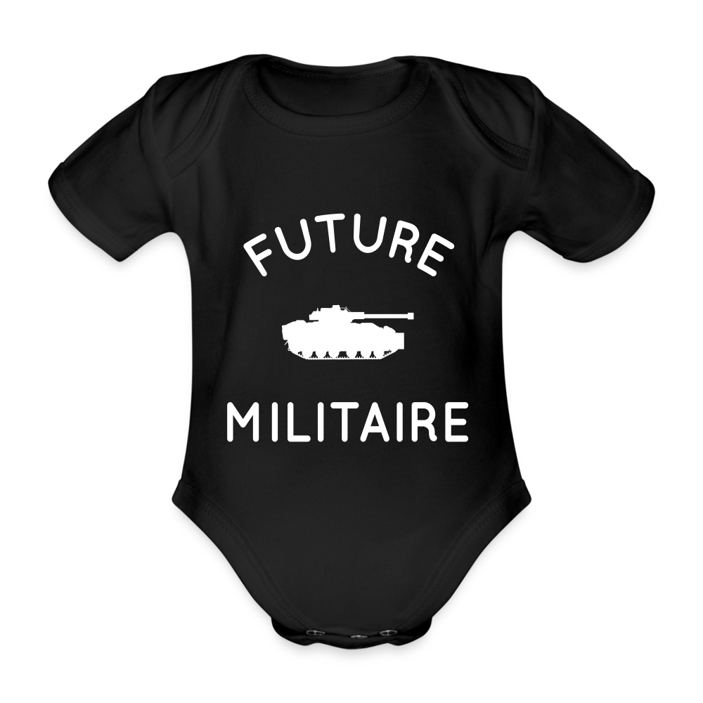 Body Bébé bio manches courtes - Future militaire - noir