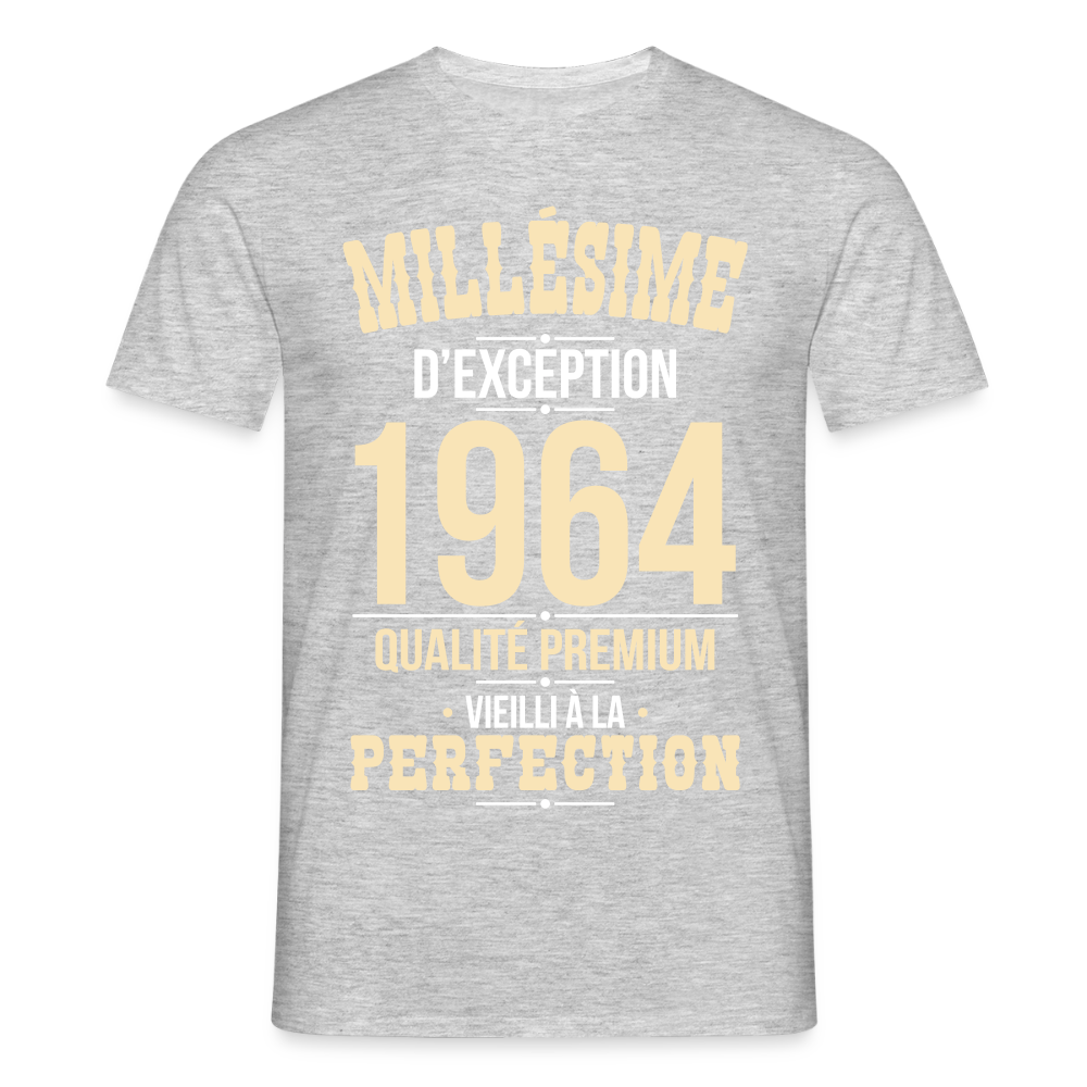 T-shirt Homme - Anniversaire 61 Ans - Millésime 1964 - gris chiné