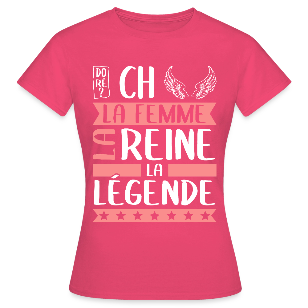 T-shirt femme Michèle rébus – La femme, la reine, la légende - rose azalée