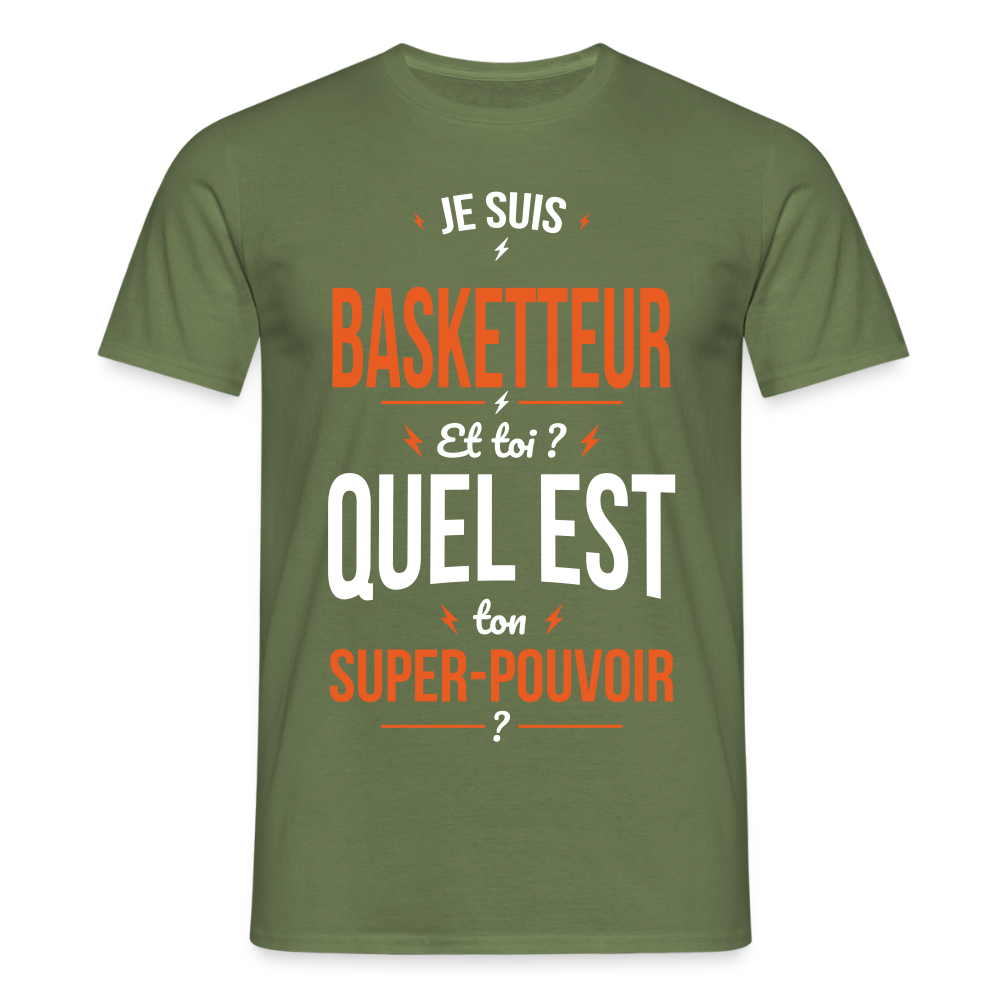 T-shirt Homme - Je suis basketteur - Super-pouvoir - vert militaire