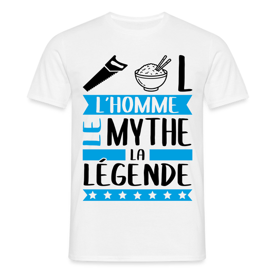 T-shirt homme coloris clair Cyril rébus – L’homme, le mythe, la légende - blanc