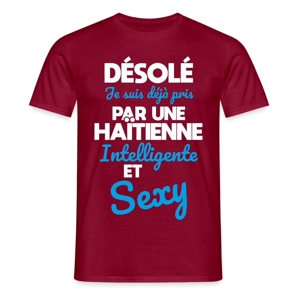 T-shirt Homme -  Je suis déjà pris par une Haïtienne intelligente et sexy - rouge brique