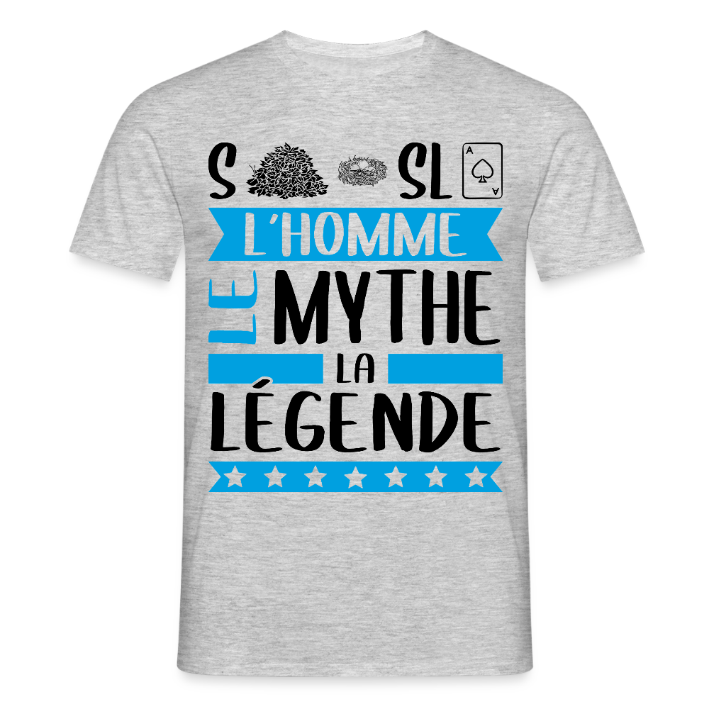 T-shirt homme coloris clair Stanislas en rébus – L’homme, le mythe, la légende - gris chiné