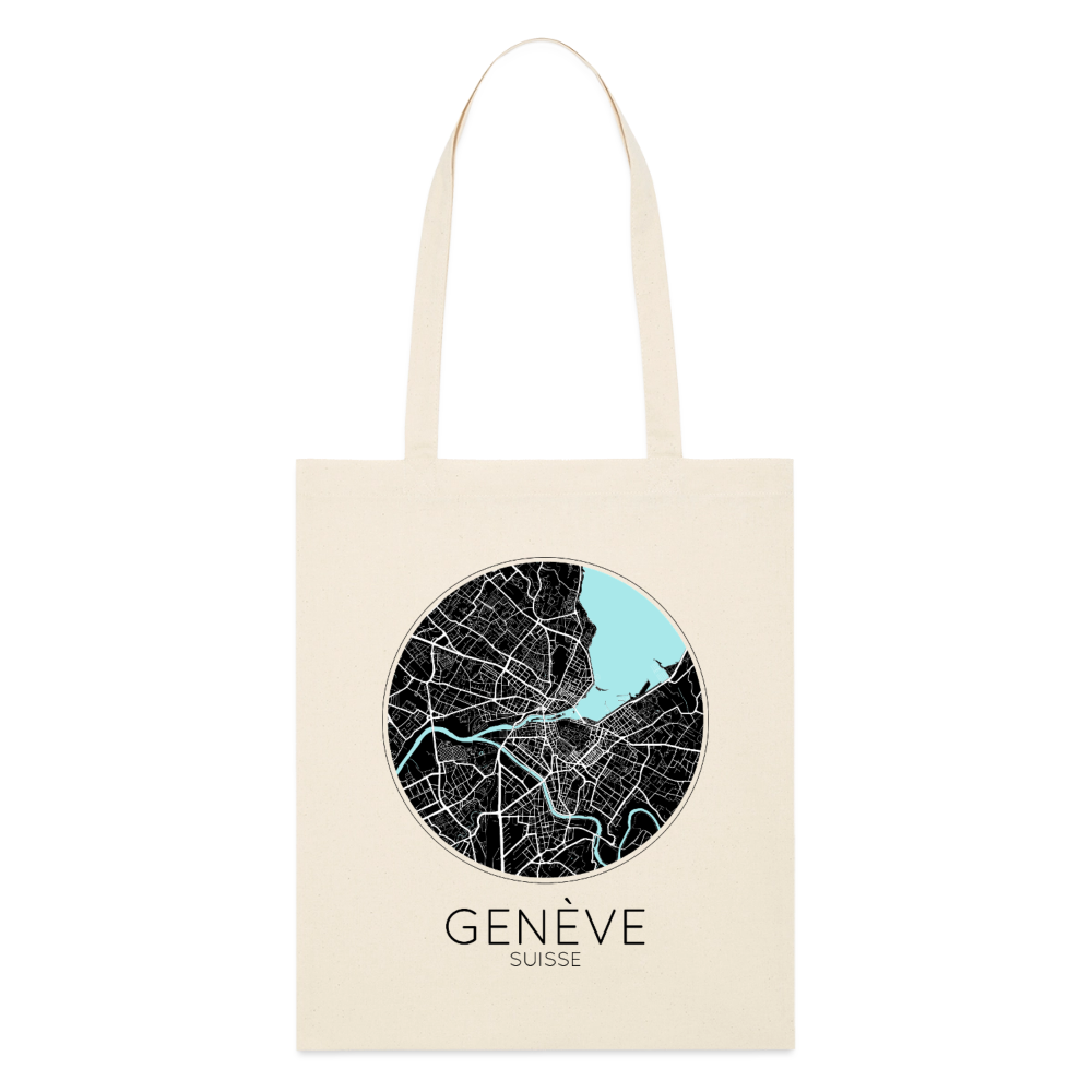 Tote Bag Genève Bio Coloris Clair – Plan de Genève - écru doux