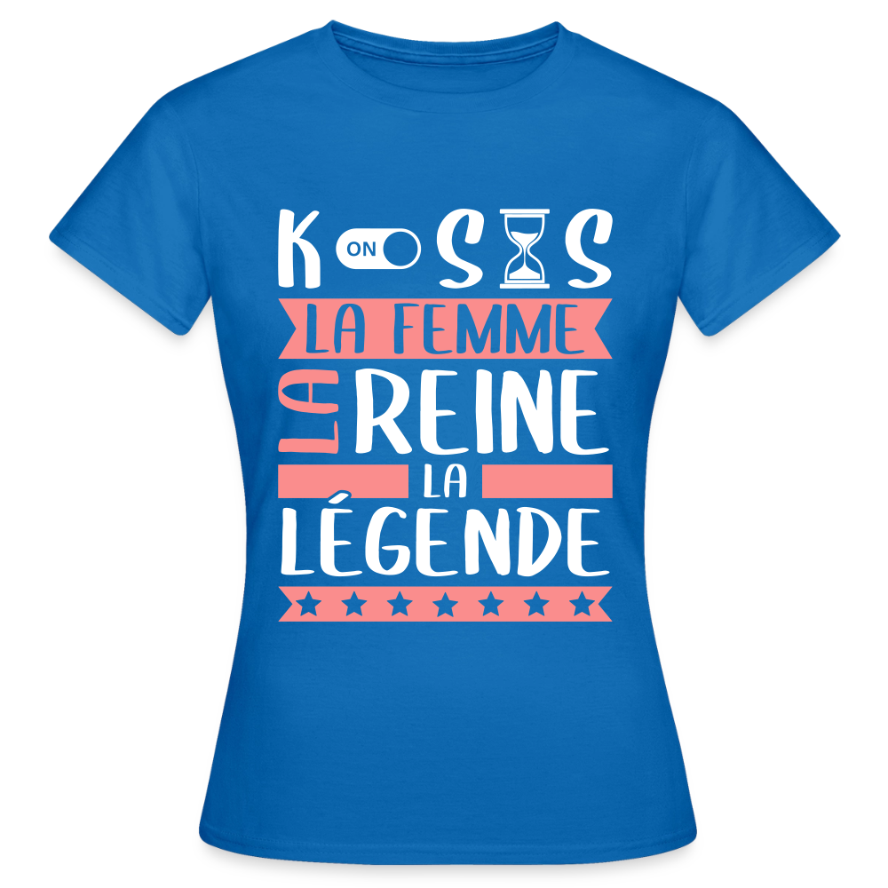T-shirt femme Constance rébus – La femme, la reine, la légende - bleu royal