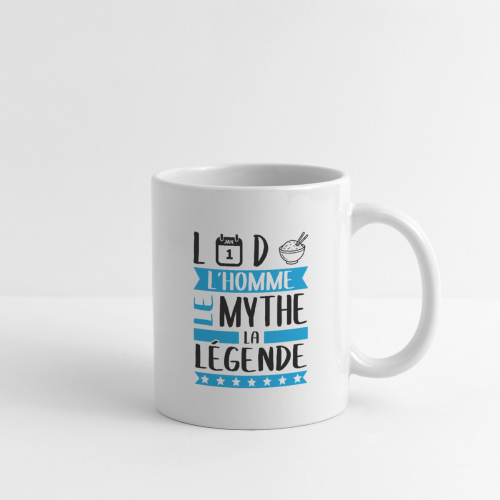 Mug blanc Landry rébus – L’homme, le mythe, la légende - blanc