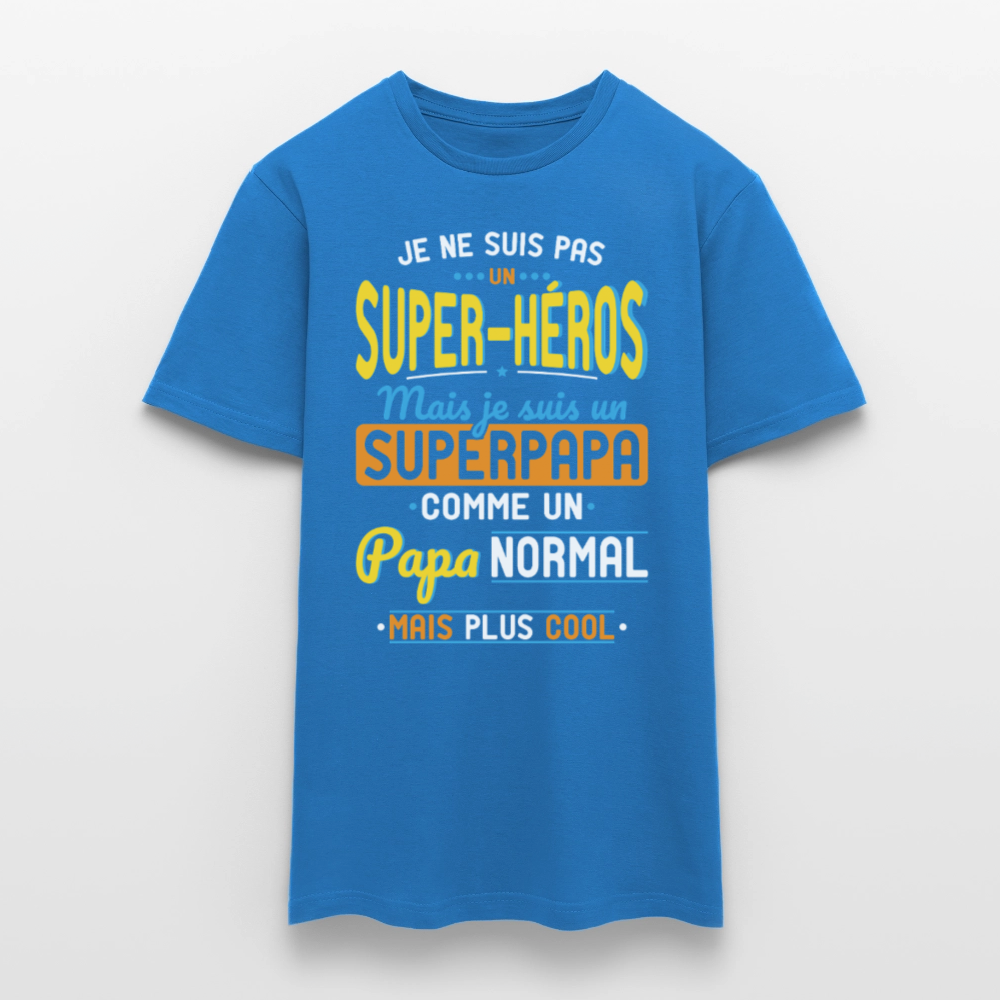 T-shirt Homme - Pas un Super-héros mais un super Papa - bleu royal