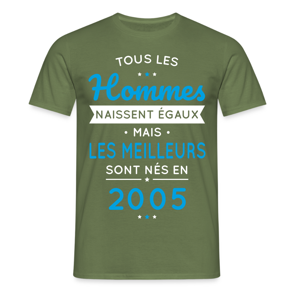 T-shirt Homme - Anniversaire 20 Ans - Les meilleurs sont nés en 2005 - vert militaire
