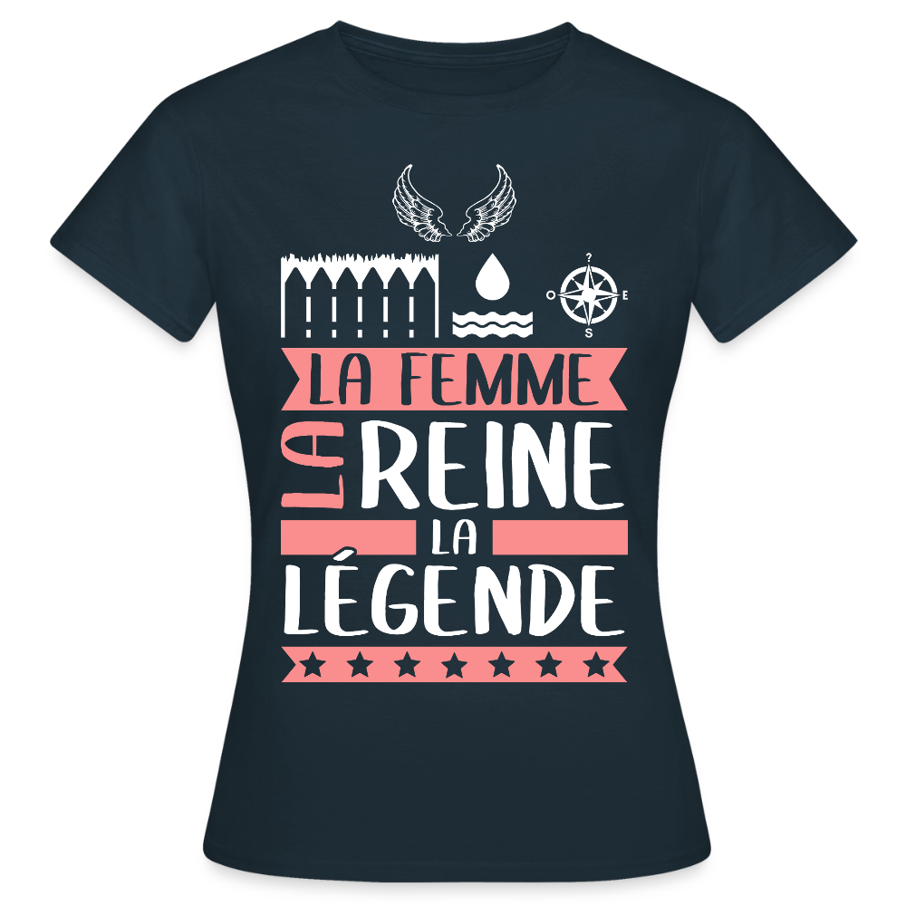 T-shirt femme Eléonore rébus – La femme, la reine, la légende - marine