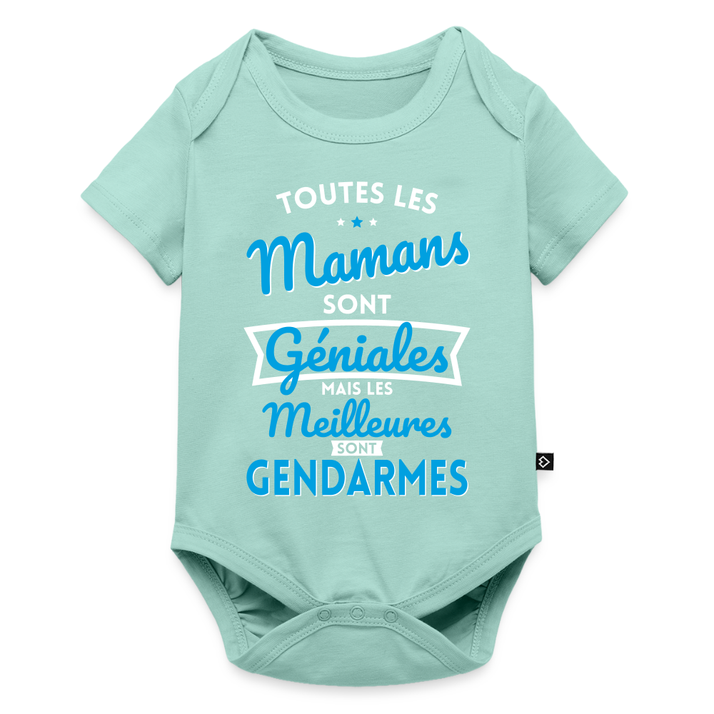 Body Bébé bio manches courtes - Mamans  géniales - Les meilleures sont gendarmes - menthe 