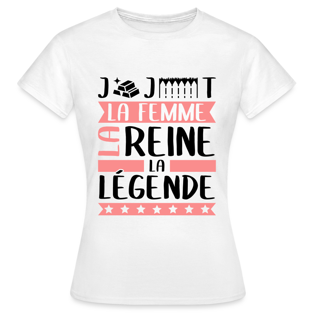 T-shirt femme coloris clair Georgette rébus – La femme, la reine, la légende - blanc