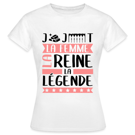T-shirt femme coloris clair Georgette rébus – La femme, la reine, la légende - blanc