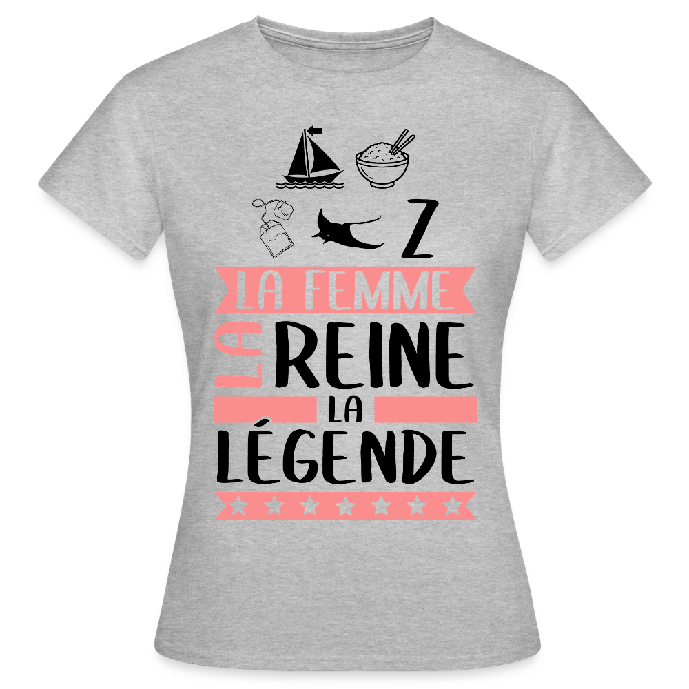 T-shirt femme coloris clair Marie-Thérèse rébus – La Femme, la reine, la légende - gris chiné