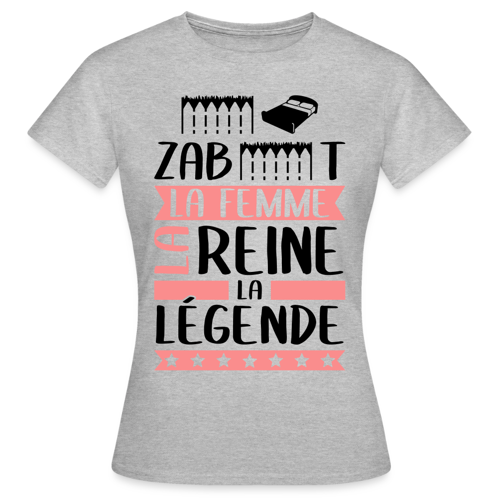 T-shirt femme coloris clair Elisabeth rébus – La femme, la reine, la légende - gris chiné