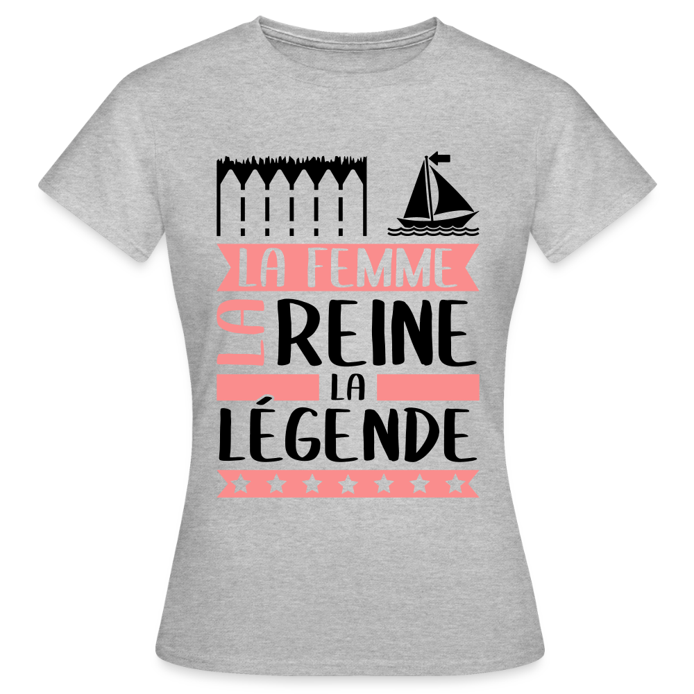 T-shirt femme coloris clair Emma rébus – La femme, la reine, la légende - gris chiné