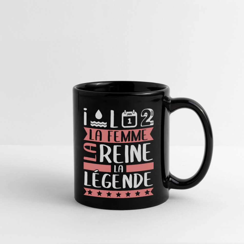Mug uni Yolande rébus – La femme, la reine, la légende - noir