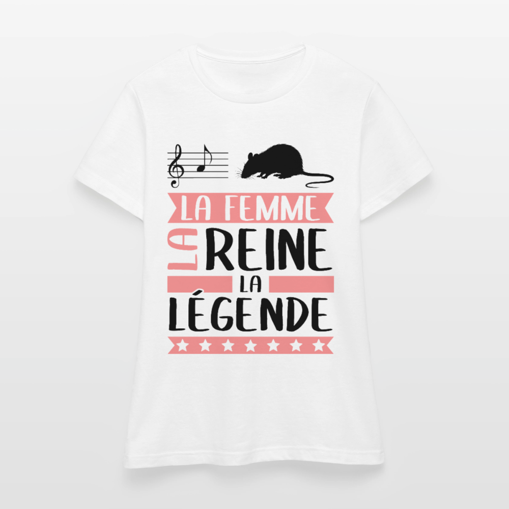 T-shirt femme coloris clair Lara rébus – La femme, la reine, la légende - blanc