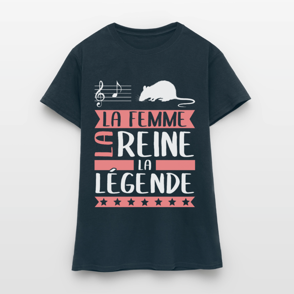 T-shirt femme Lara rébus – La femme, la reine, la légende - marine