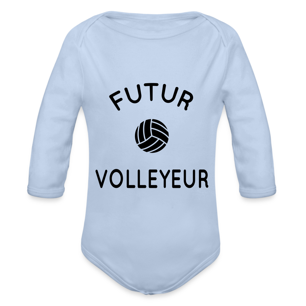 Body Bébé bio manches longues - Futur volleyeur - ciel