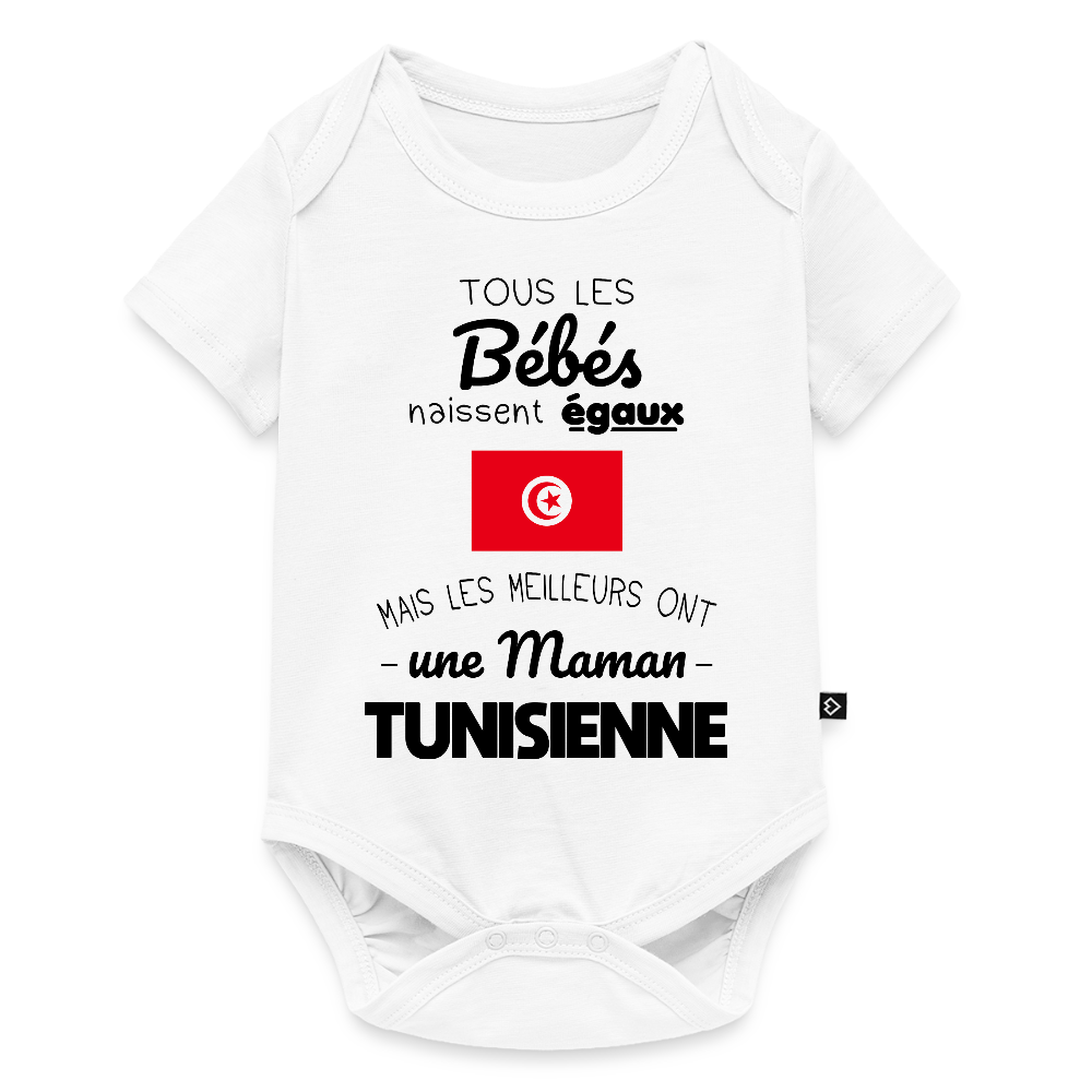 Body Bébé bio manches courtes - Les Meilleurs Ont Une Maman Tunisienne - blanc