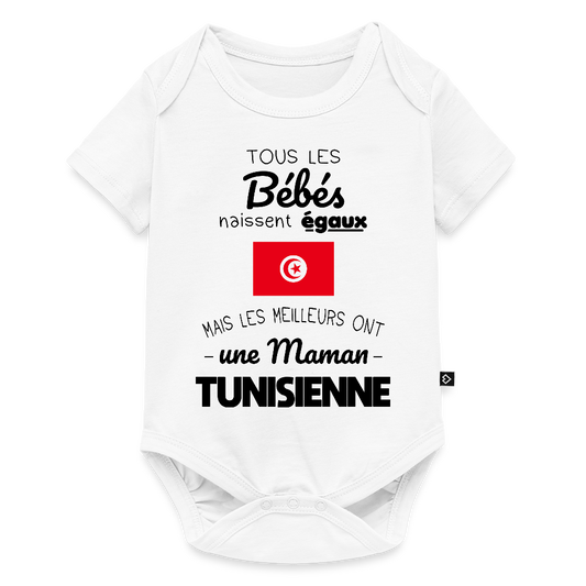 Body Bébé bio manches courtes - Les Meilleurs Ont Une Maman Tunisienne - blanc
