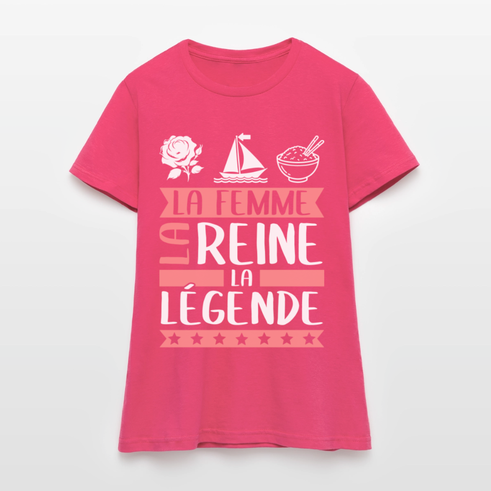 T-shirt femme Rose-Marie rébus – La femme, la reine, la légende - rose azalée