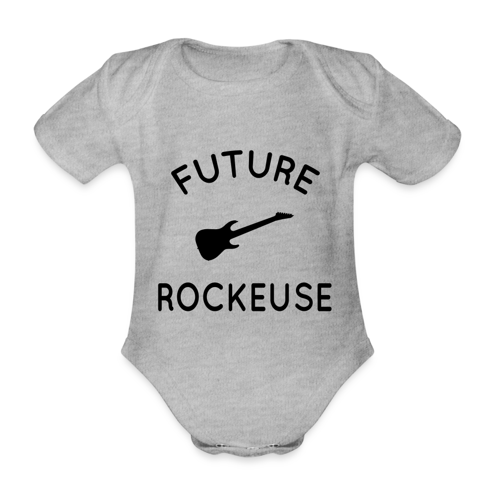 Body Bébé bio manches courtes - Future rockeuse - gris chiné