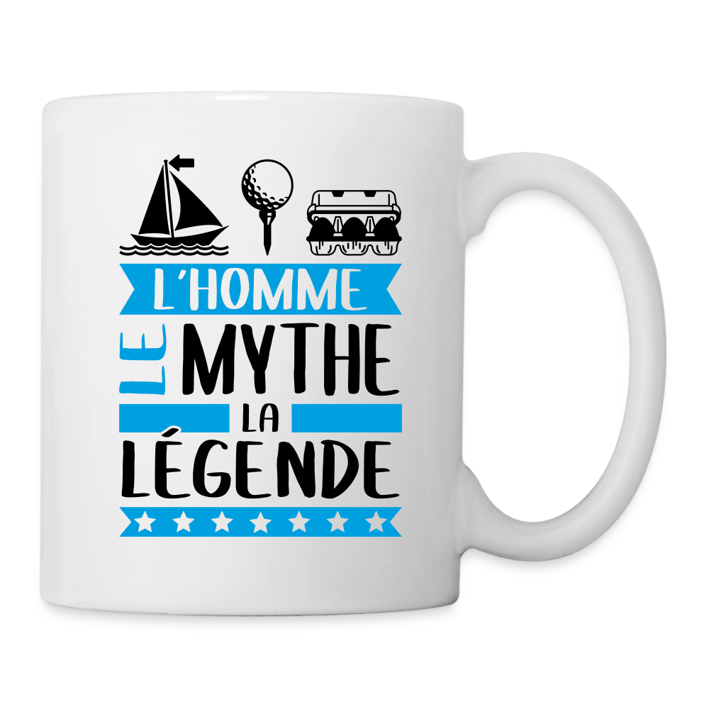Mug blanc Mathieu rébus – L’homme, le mythe, la légende - blanc