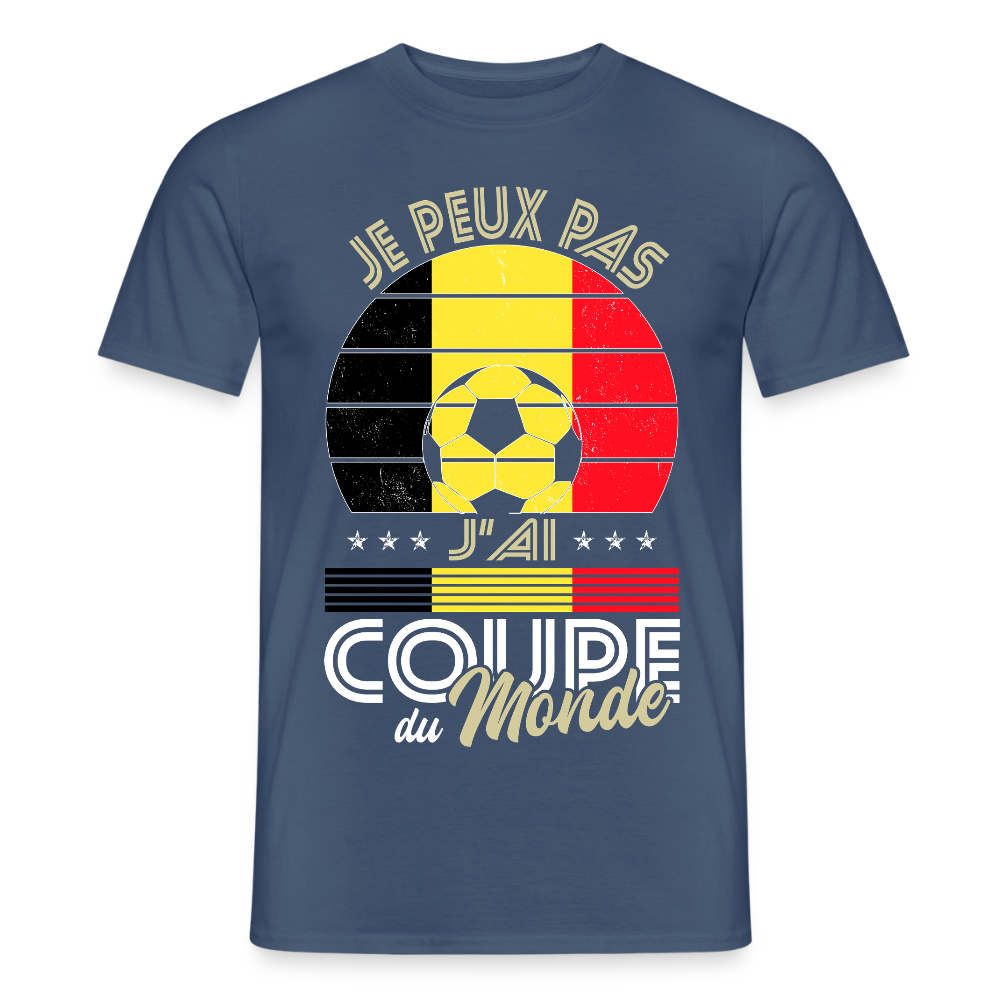 T-shirt Homme - Je peux pas j'ai Coupe du Monde - Belgique - denim foncé