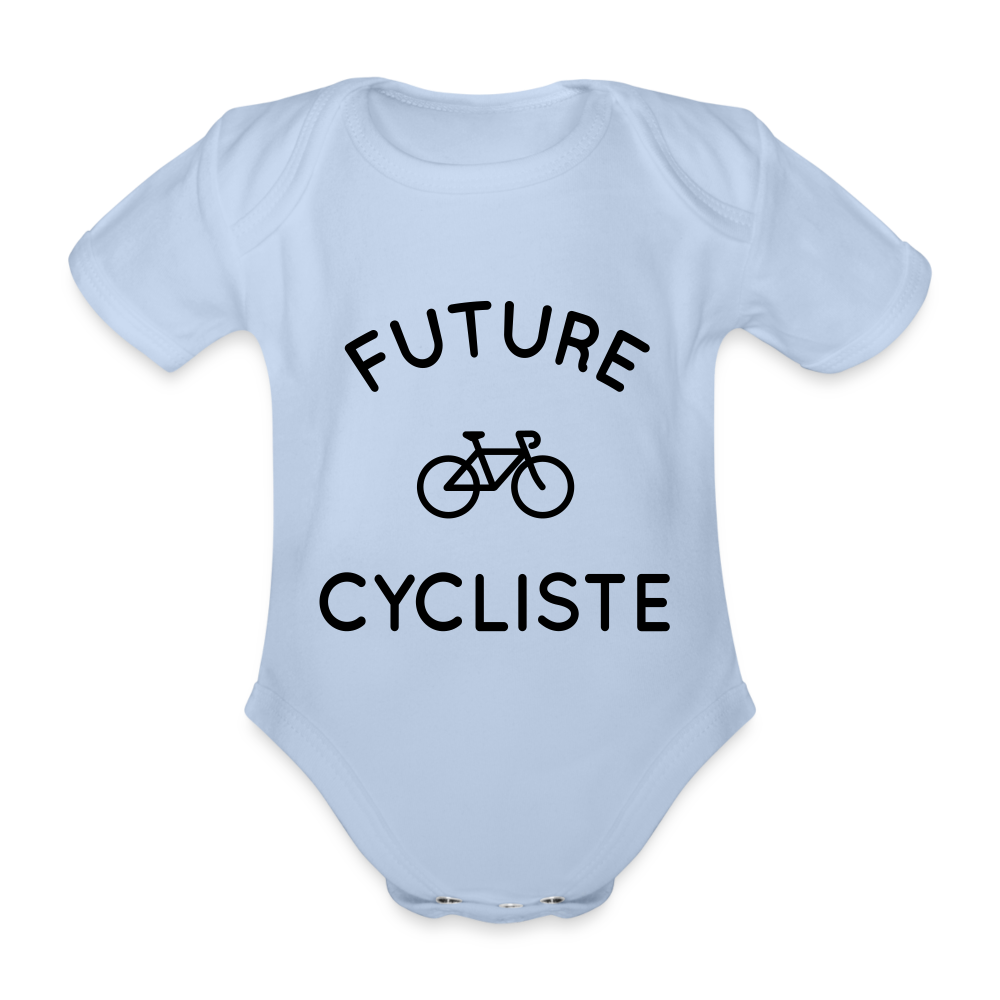 Body Bébé bio manches courtes - Future cycliste - ciel
