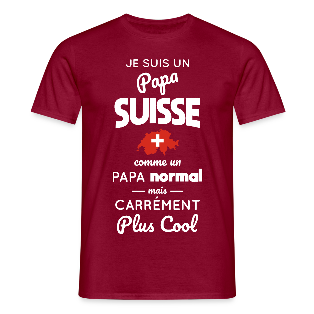 T-shirt Homme - Papa Suisse Plus Cool - rouge brique