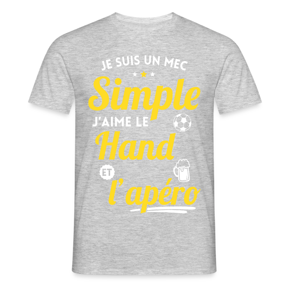 T-shirt Homme - J'aime le hand et l'apéro - gris chiné