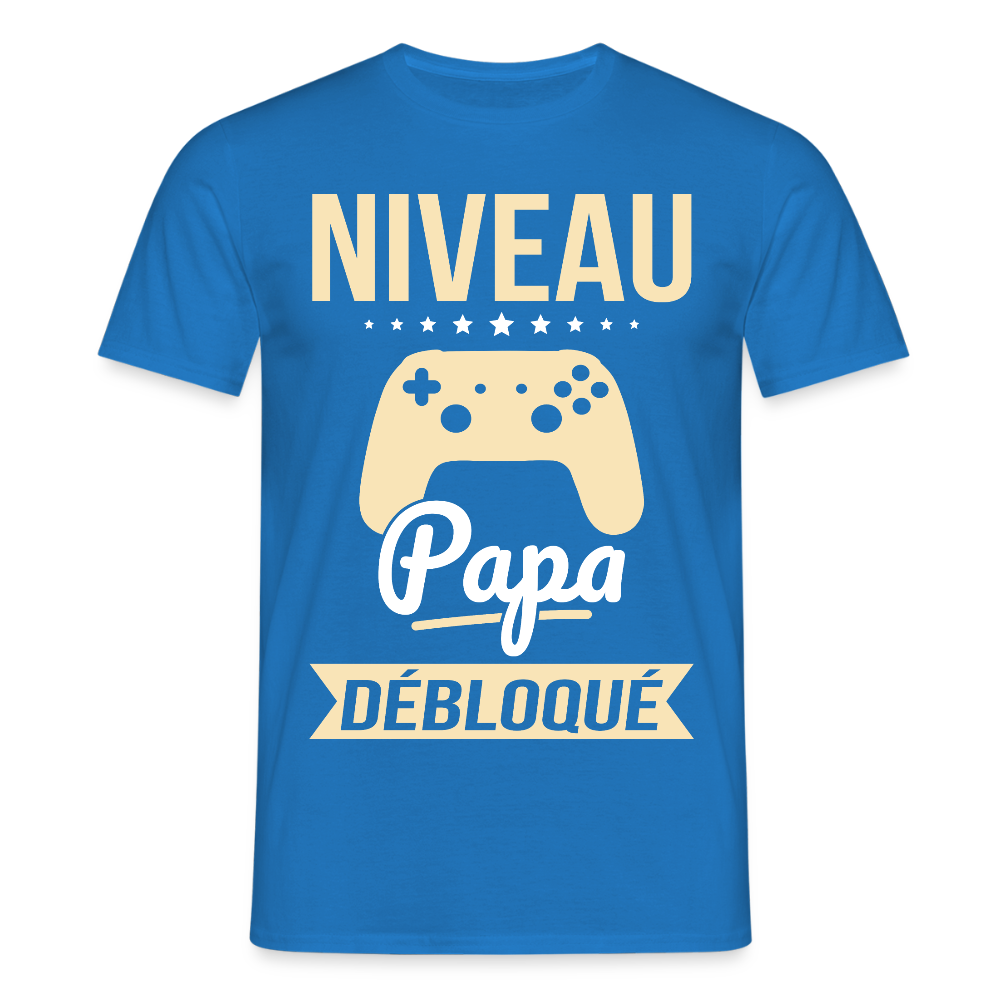 T-shirt Homme - Niveau Papa Débloqué - bleu royal