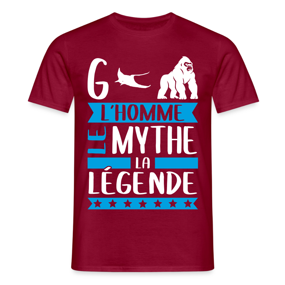 T-shirt homme Grégory rébus – L’homme, le mythe, la légende - rouge brique