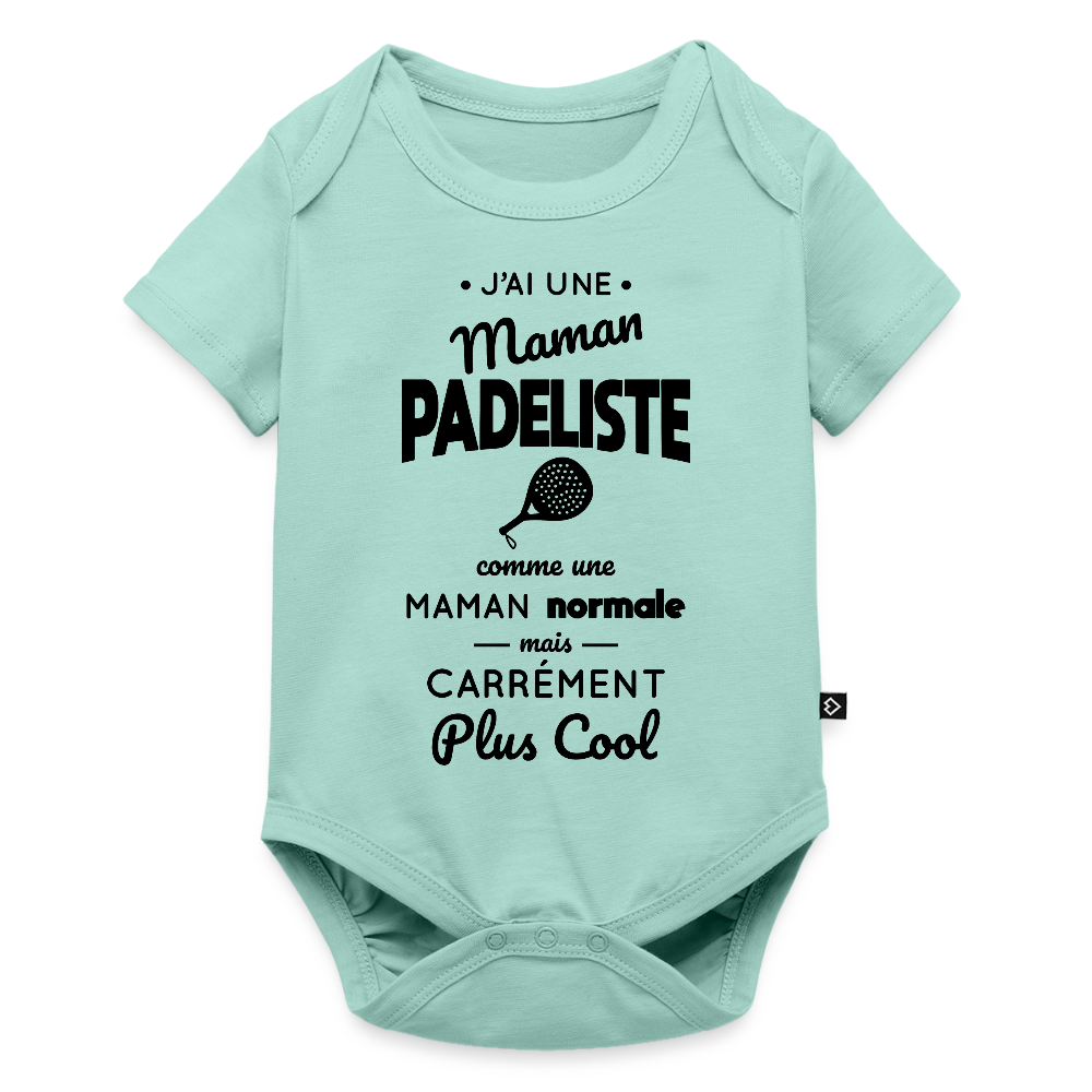 Body Bébé bio manches courtes - J'ai une maman padeliste - menthe 