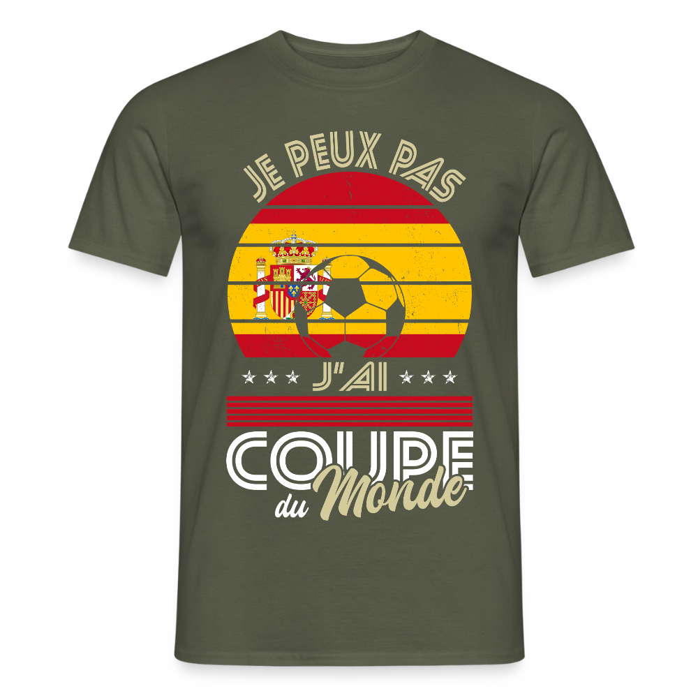 T-shirt Homme - Je peux pas j'ai Coupe du Monde - Espagne - vert militaire