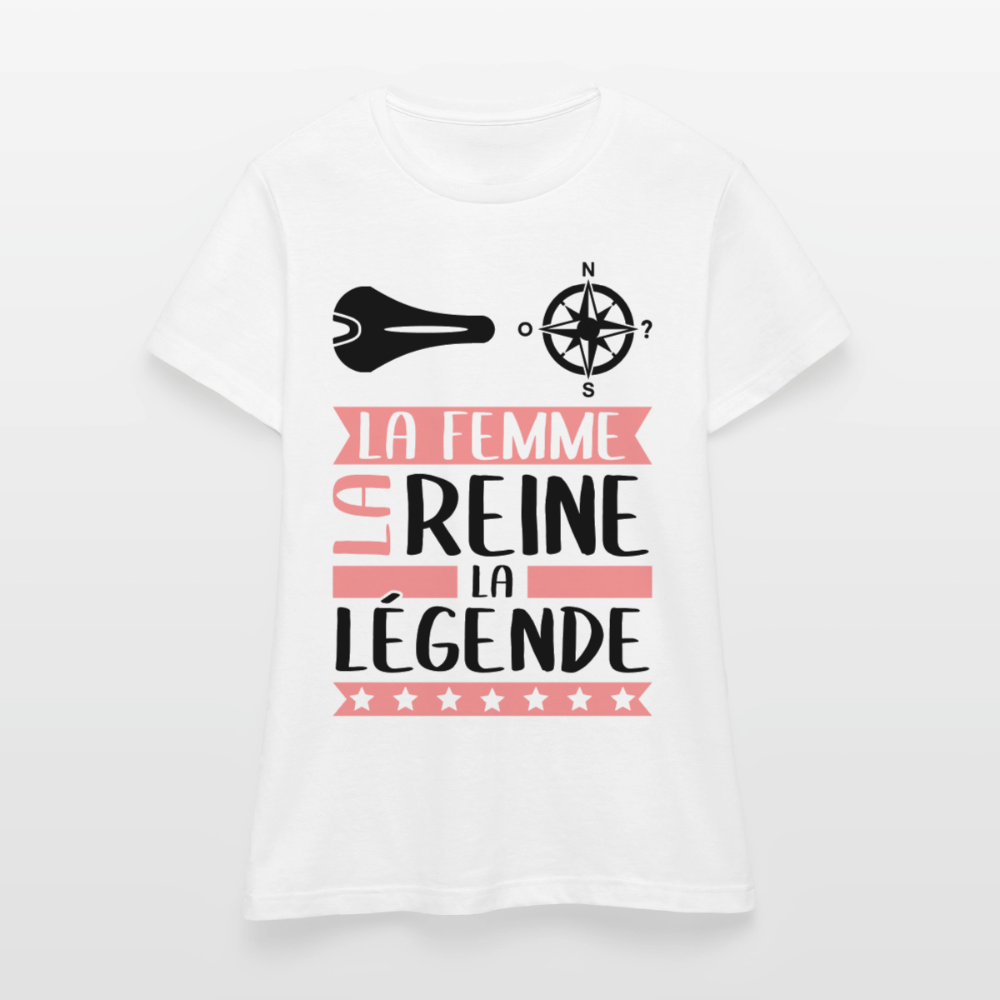 T-shirt femme coloris clair Céleste rébus – La femme, la reine, la légende - blanc