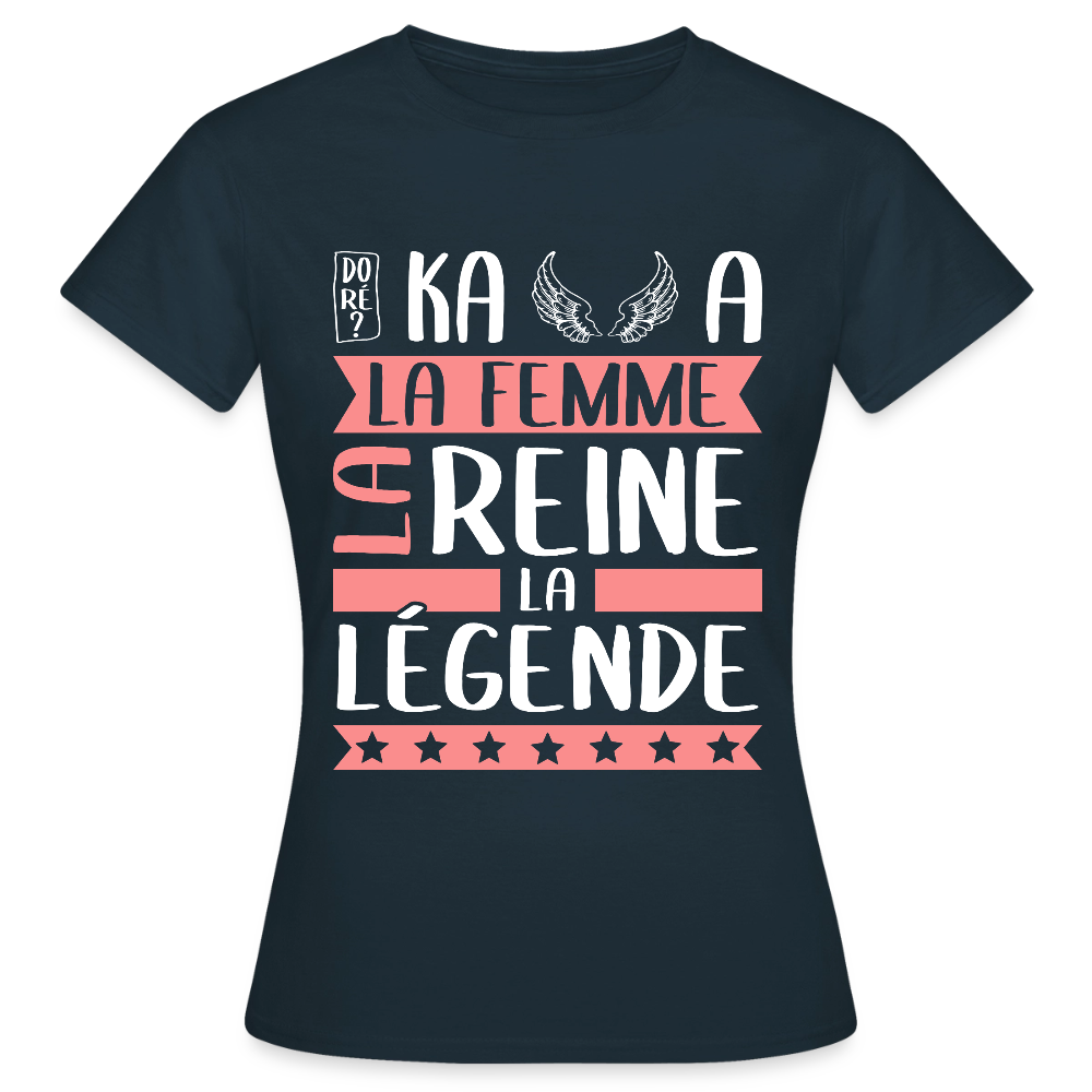 T-shirt femme Michaëlla rébus – La femme, la reine, la légende - marine
