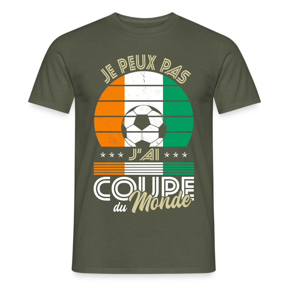 T-shirt Homme - Je peux pas j'ai Coupe du Monde - Côte d’Ivoire - vert militaire