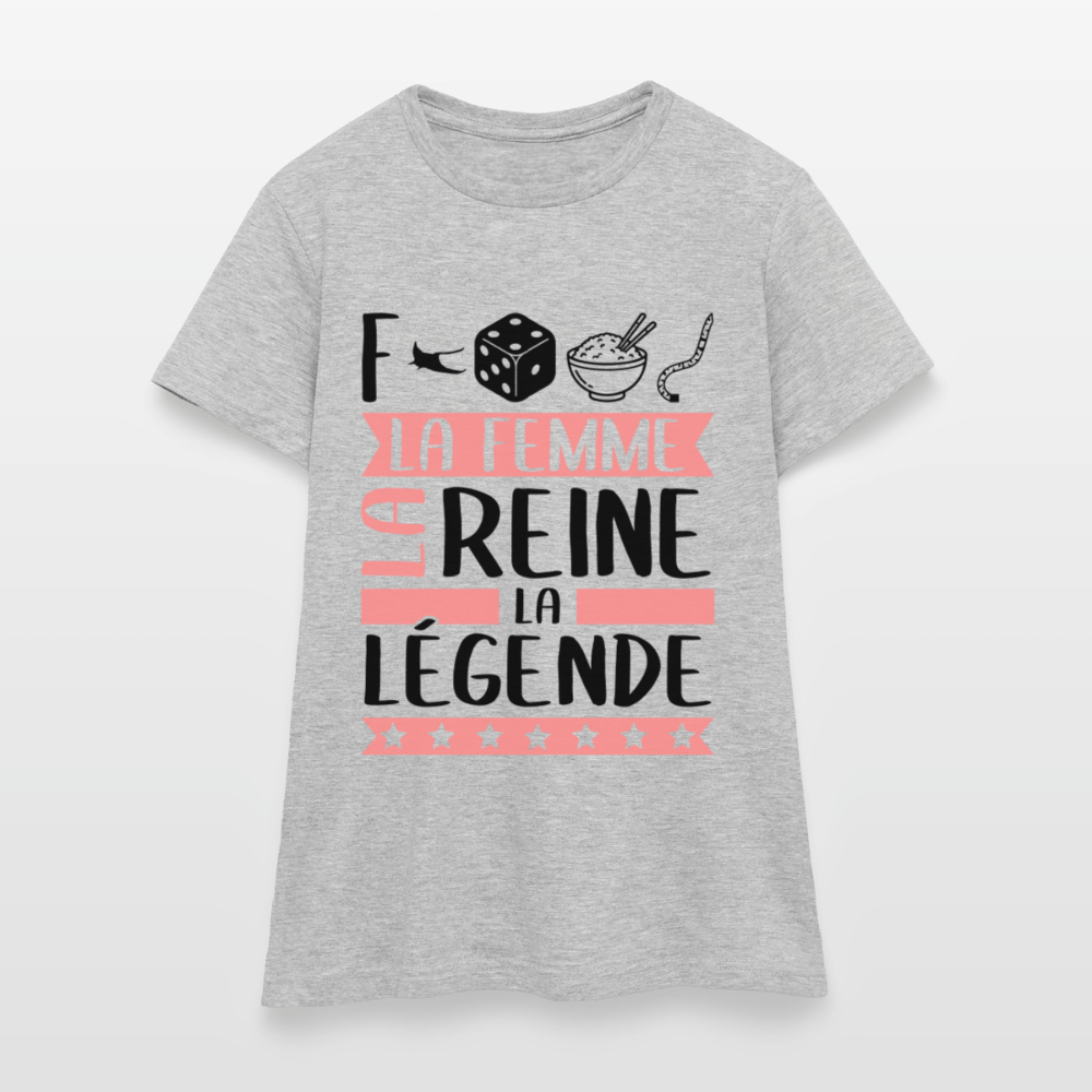 T-shirt femme coloris clair Frédérique rébus – La femme, la reine, la légende - gris chiné