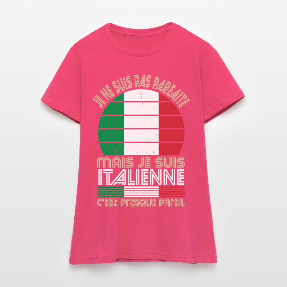 T-shirt Italie femme humour – Je ne suis pas parfaite mais je suis italienne - rose azalée