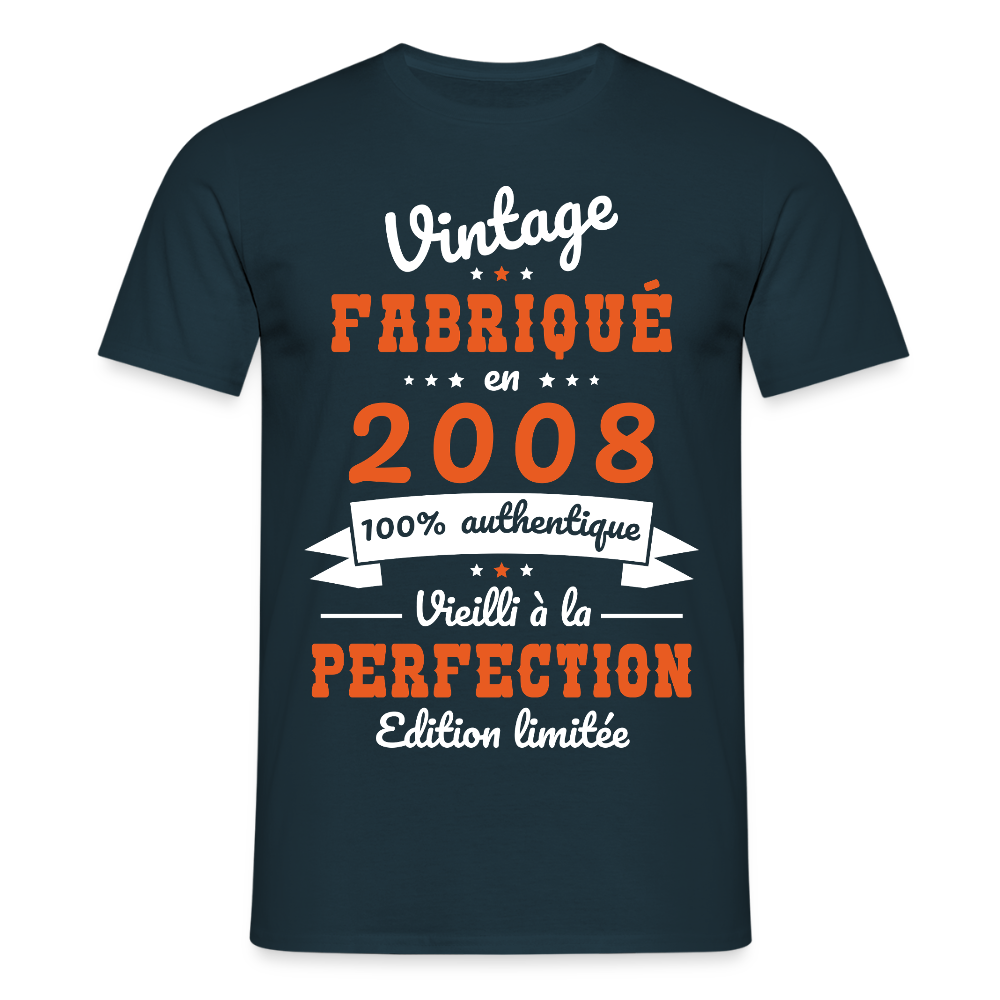 T-shirt anniversaire homme 18 ans – Vintage 2008 - marine