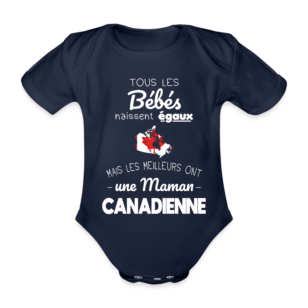 Body Bébé bio manches courtes - Les Meilleurs Ont Une Maman Canadienne - marine foncé