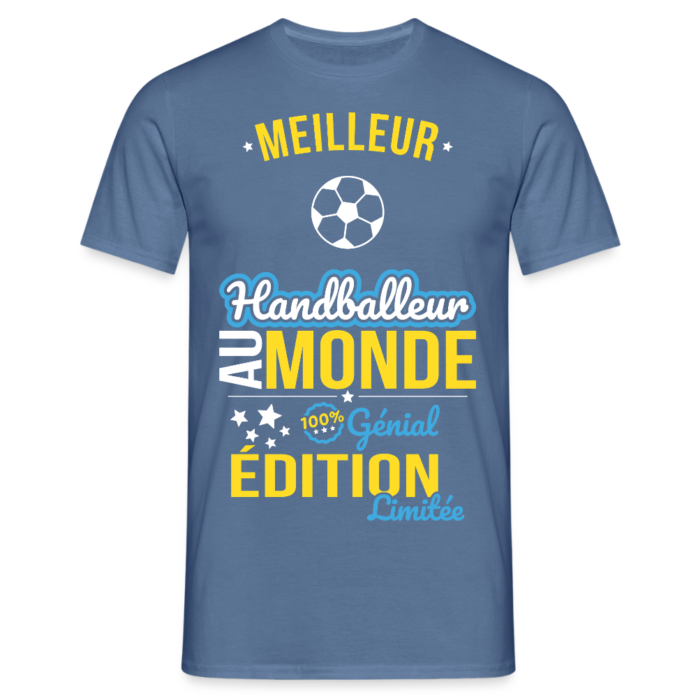 T-shirt Homme - Meilleur Handballeur au monde - 100% génial - bleu pigeon 