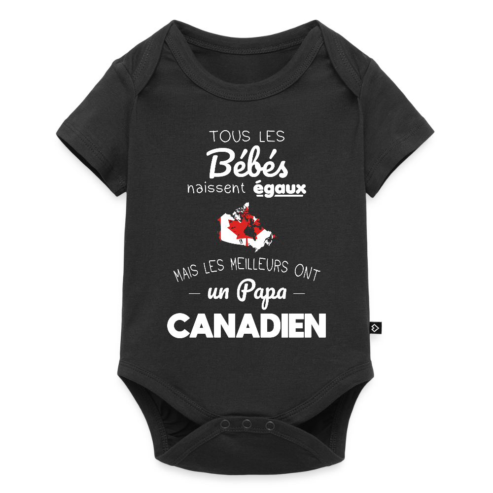 Body Bébé bio manches courtes - Les Meilleurs Ont Un Papa Canadien - noir