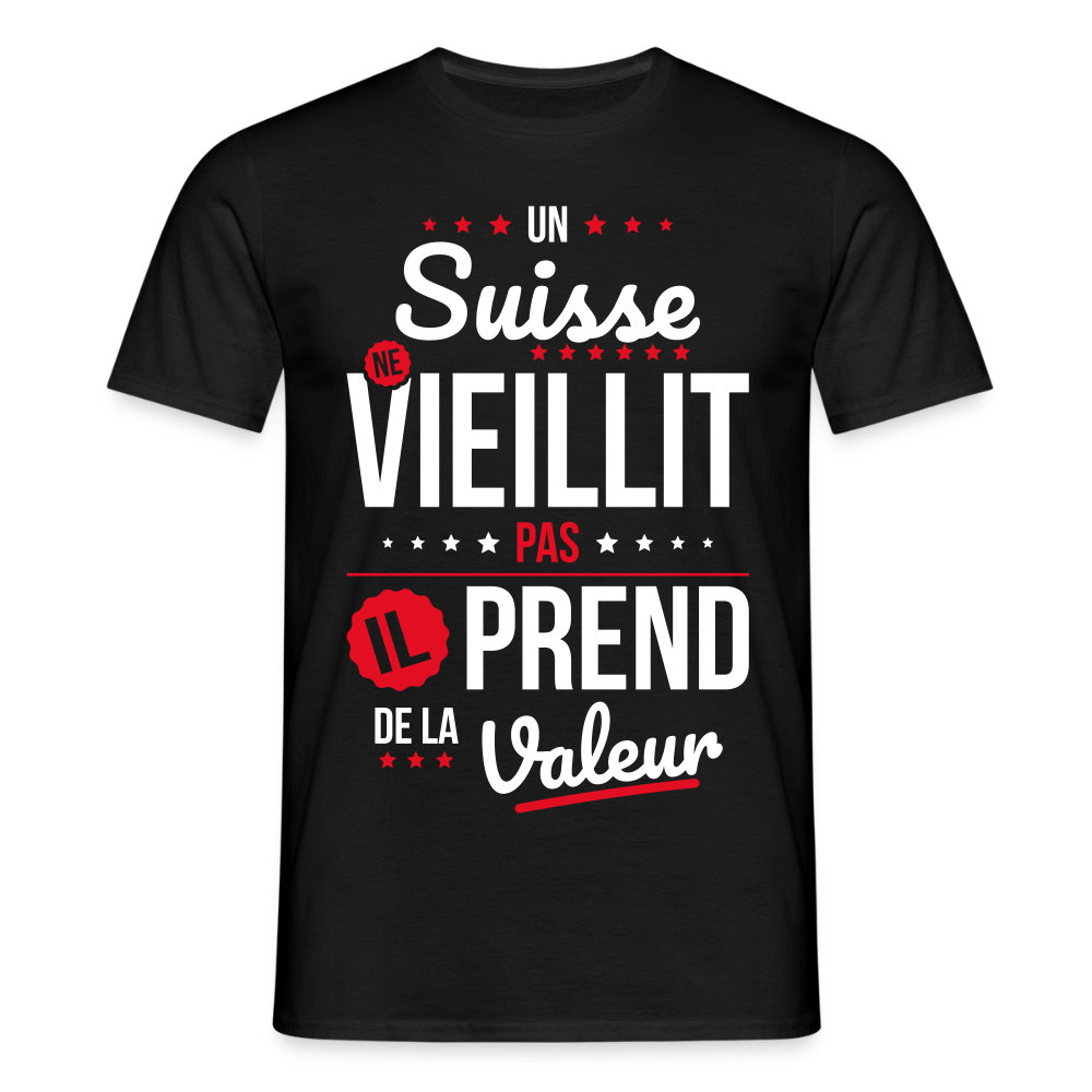 T-shirt Homme - Un Suisse ne vieillit pas - noir