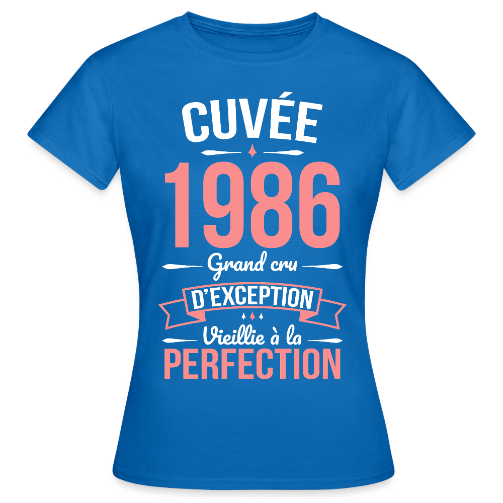 T-shirt anniversaire femme 40 ans – Cuvée 1986, Grand cru d’exception - bleu royal